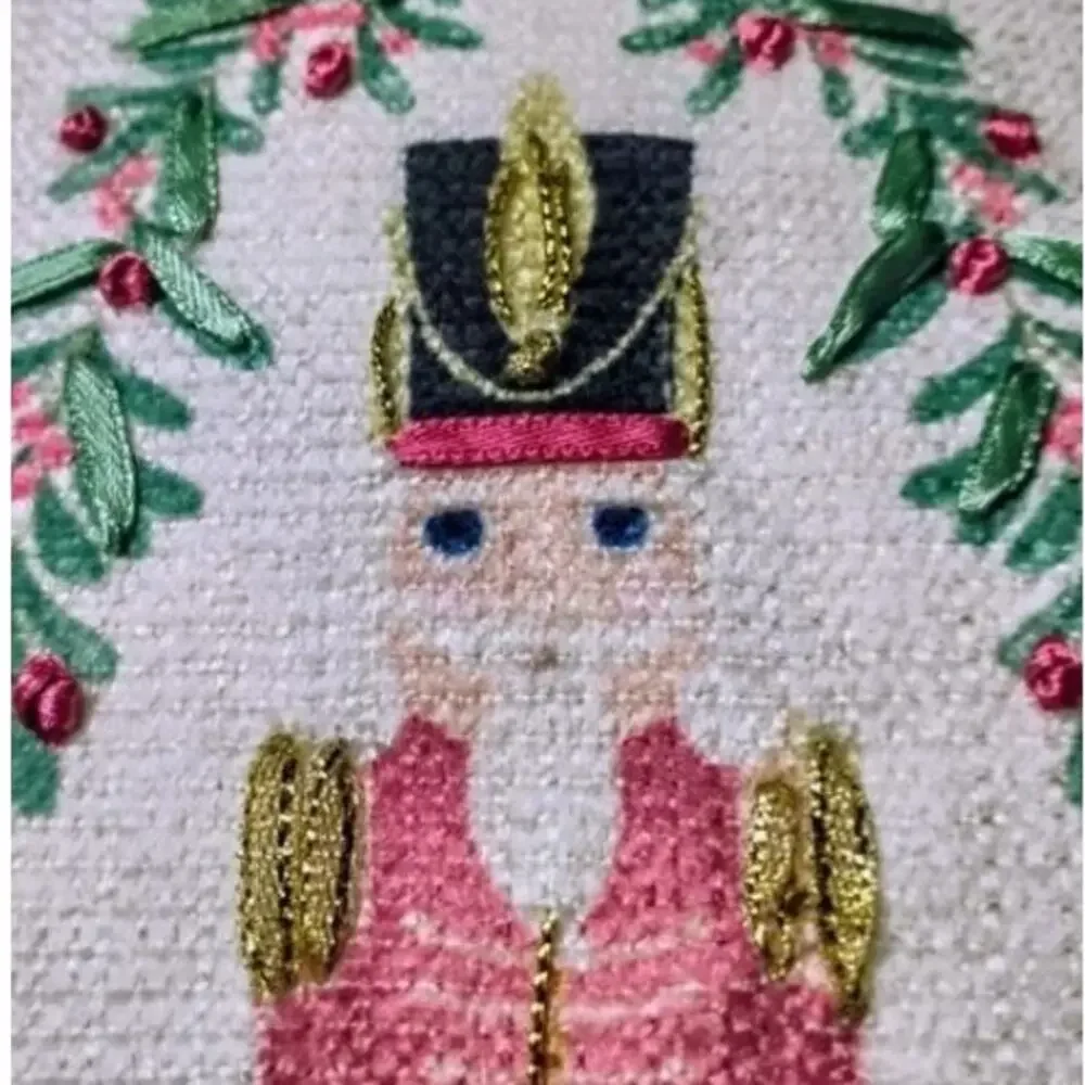 Lillian August Embroidered NUTCRACKER Pillow18x18 Pinkmas Holiday Decor NEW